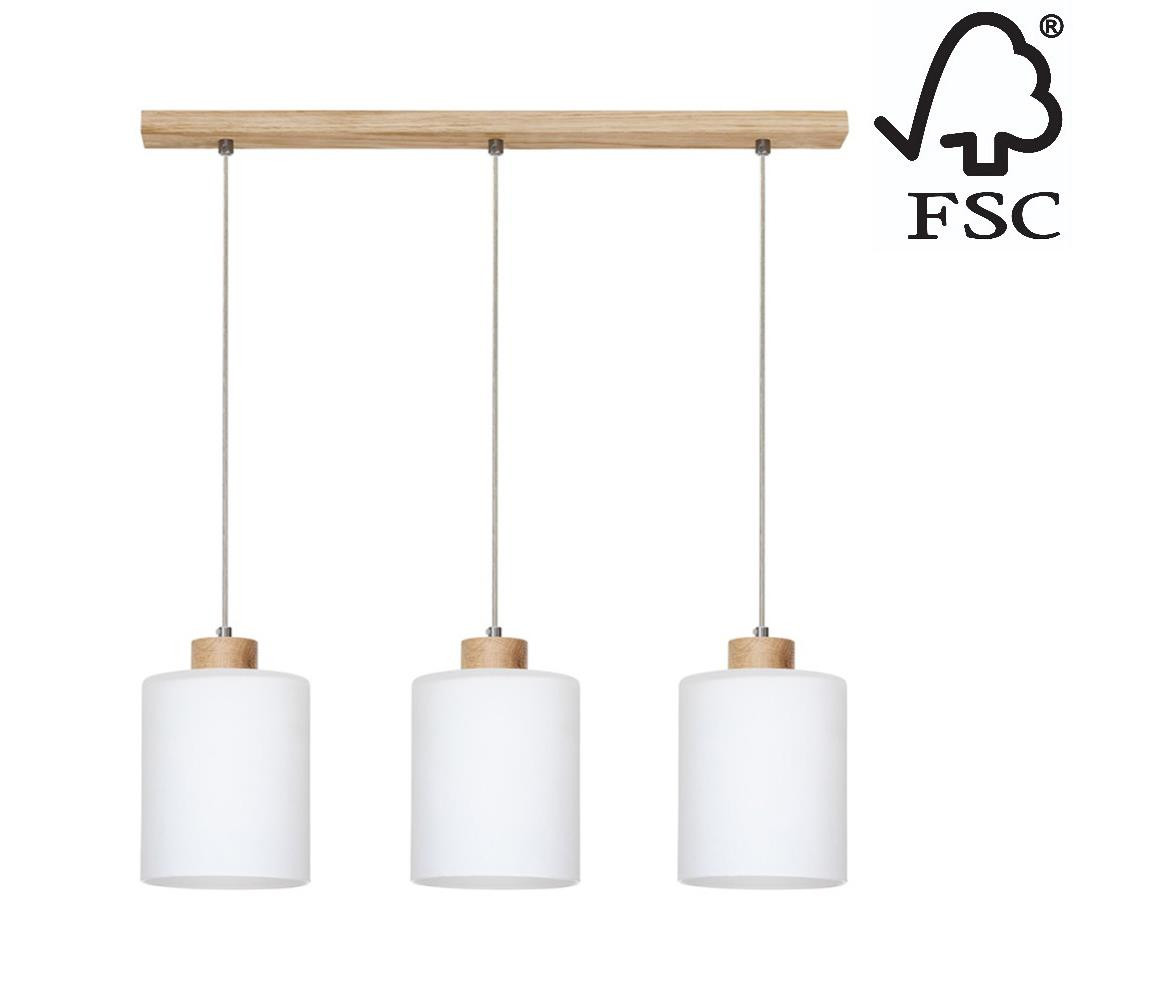 111860374 - Lustr na lanku ZEFIR 3xE27/60W/230V dub