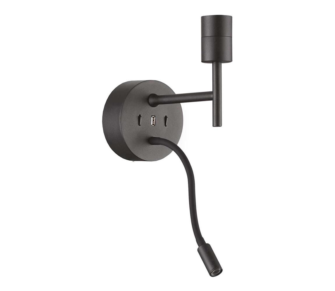 Ideal Lux Ideal Lux - LED Flexib. lampa s monturou SET UP 1xE27/42W+LED/3W/230V USB černá