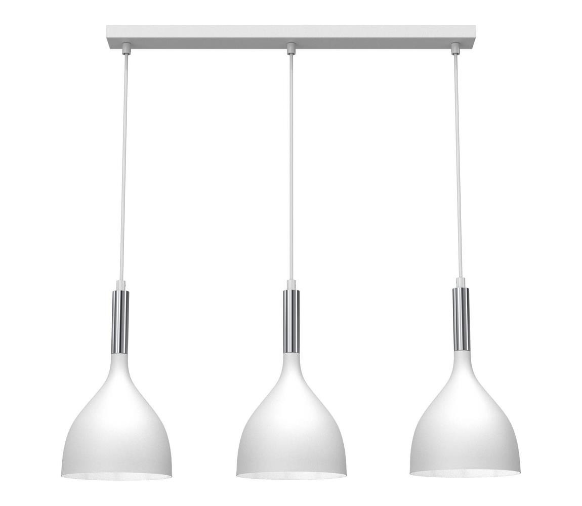 Lustr na lanku NOAK 3xE27/15W/230V bílá/chrom