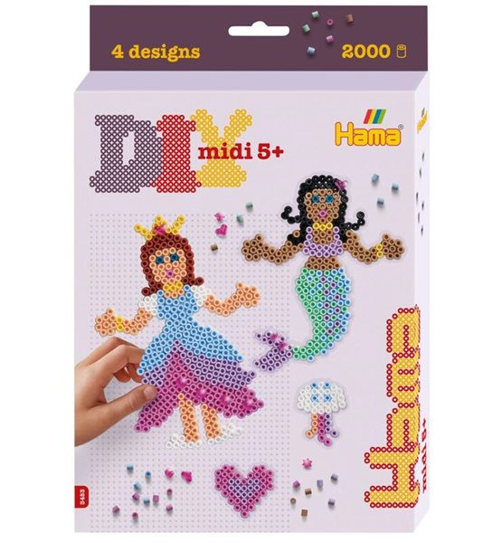 HAMA Zažehlovací korálky MIDI - Dárkový box Princezna a mořská víla - 2000 ks