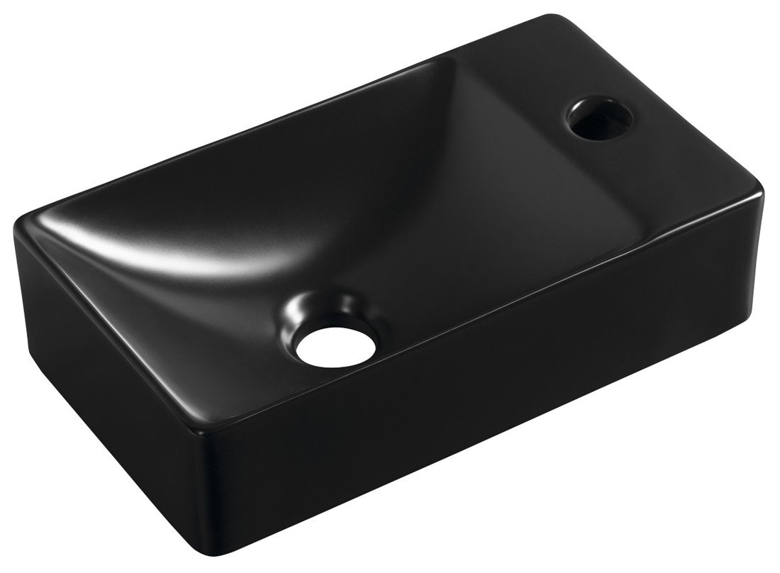 Sapho MARGITHA keramické umývátko 38x22cm, otvor pro baterii vpravo, černá mat