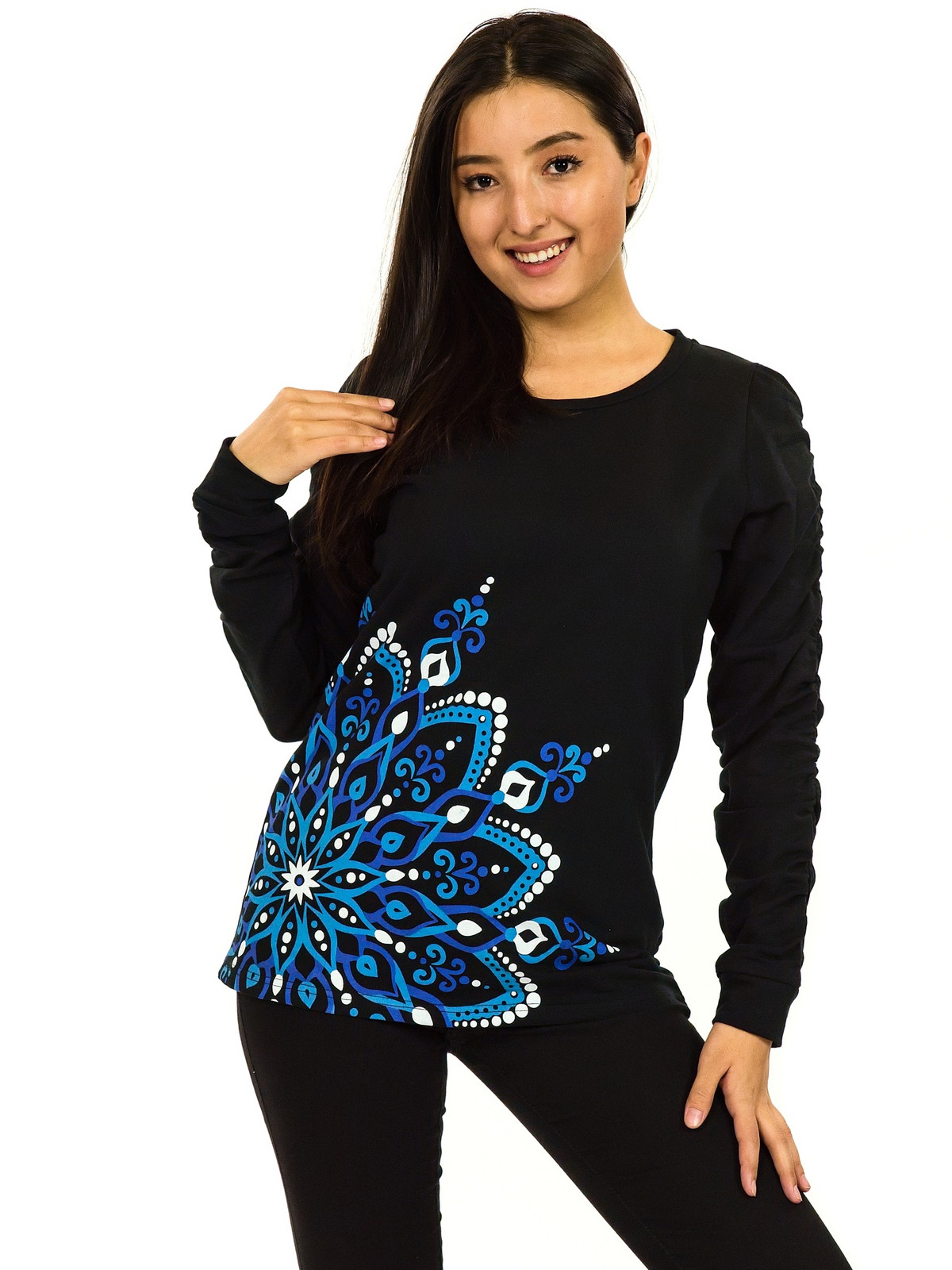 Himalife Mikina Aisha - černá s modrou Velikost: XXL