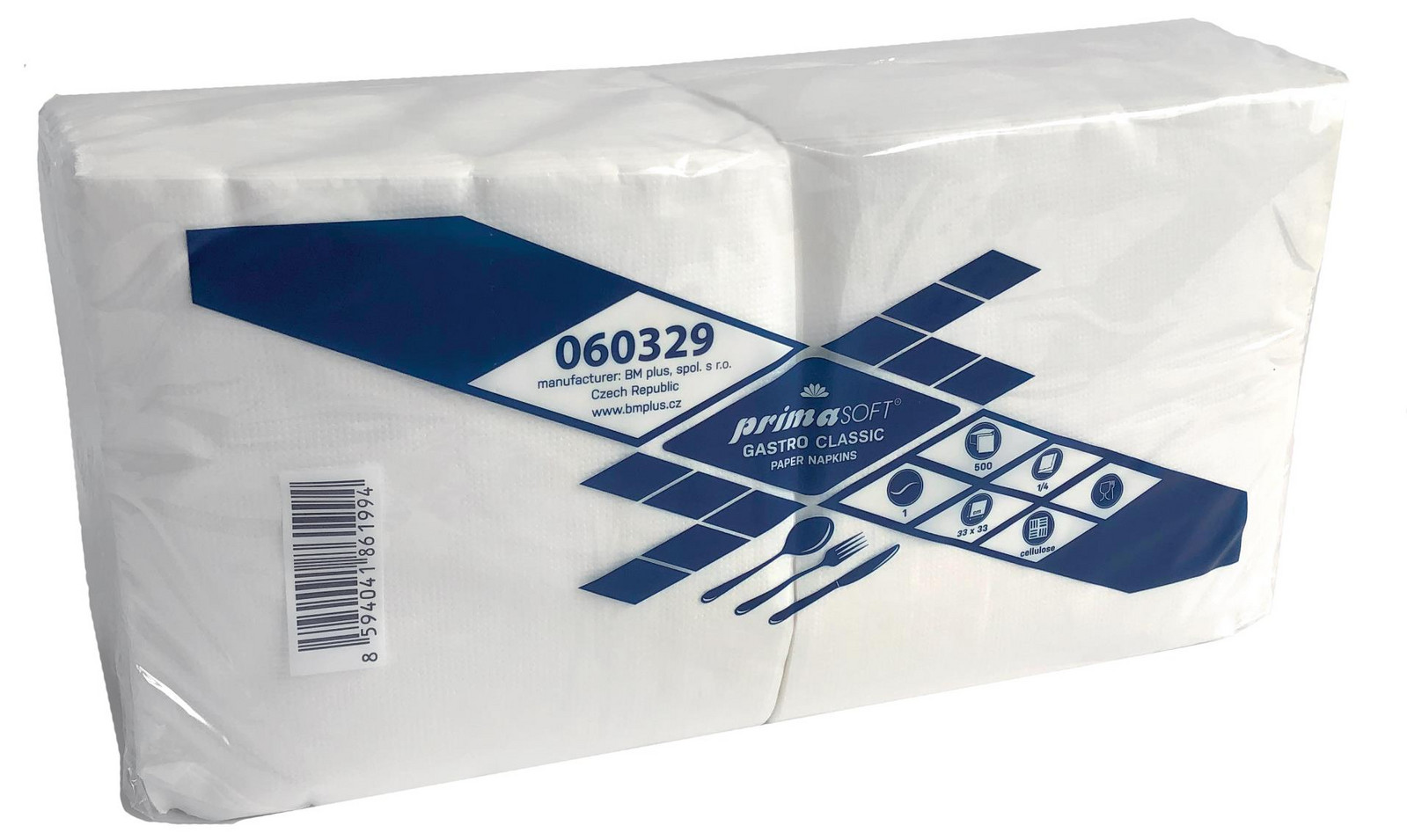 Primasoft Papírové ubrousky Prima Soft - bílé, gastro,500 ks