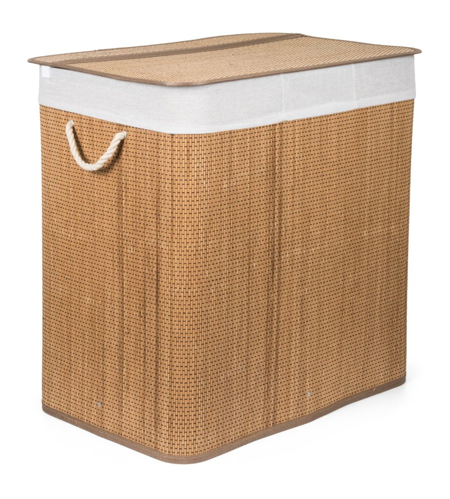 G21 Koš na prádlo G21 150 l s rozdělovači, bambusový s bílým košem  G21-63555173