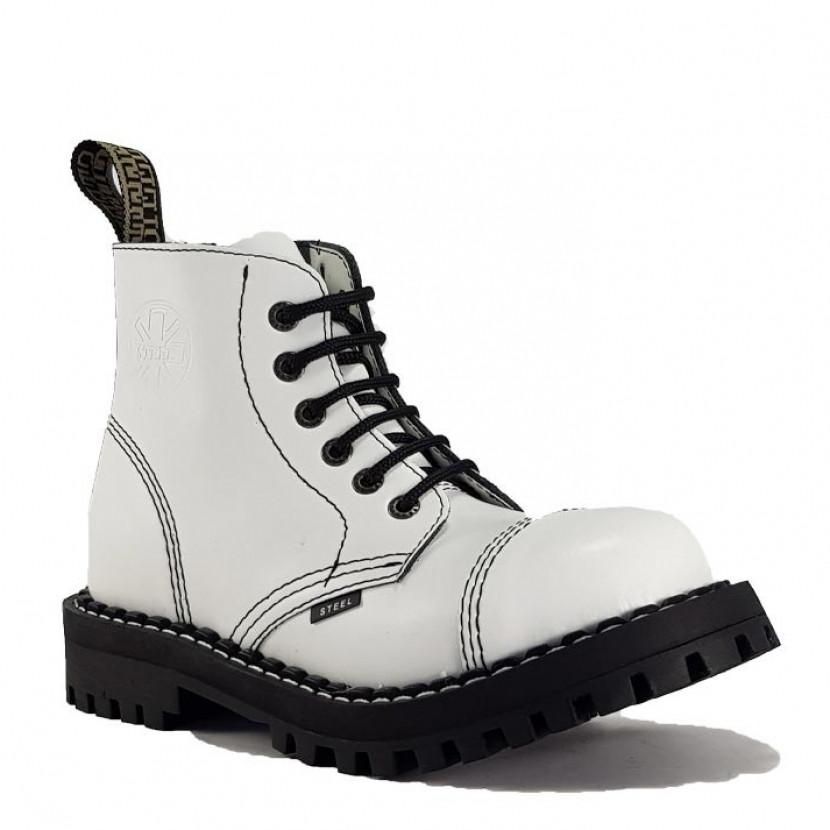 Boty Steel 6-dírkové - bílé, 42