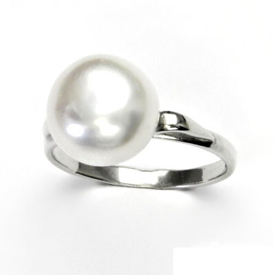 Stříbrný prstýnek, přírodní perla bílá 11-12 mm, prsten ze stříbra, T 1510