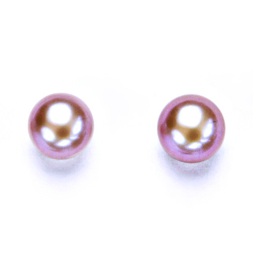 stříbrné náušnice na šroubek, přírodní růžová perla 7,5mm, NŠ 1356
