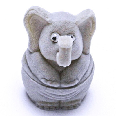 Sametová krabička na šperky, šedý slon, FU-45/A3