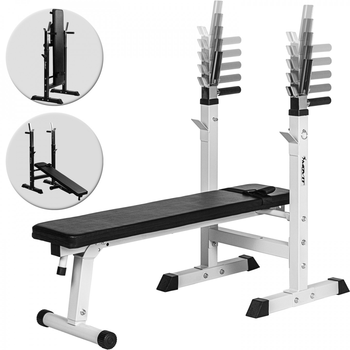 Goleto Posilovací lavice 118 x 54,5 x 112 cm | bílá