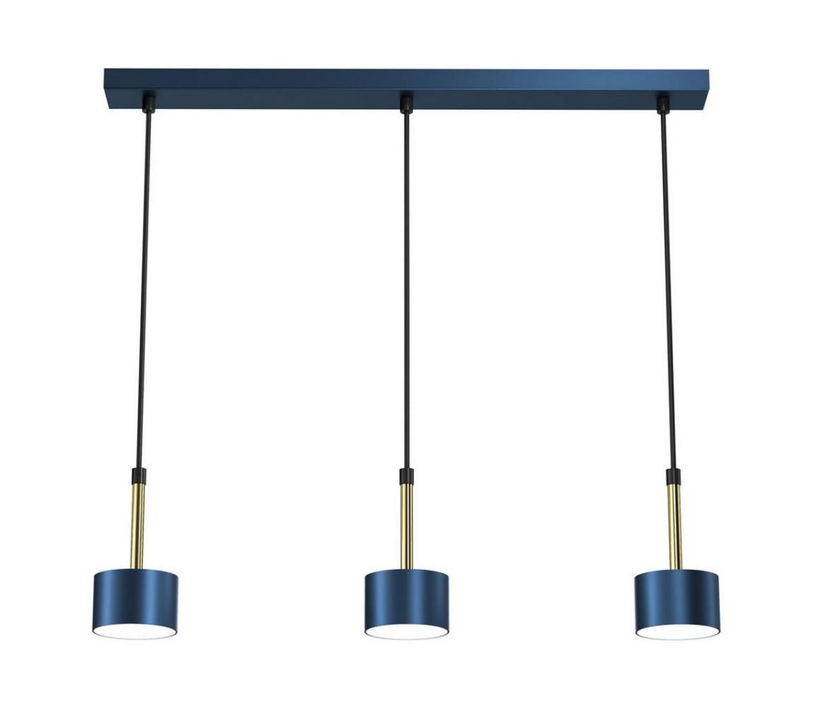 Lustr na lanku ARENA 3xGX53/11W/230V modrá/zlatá