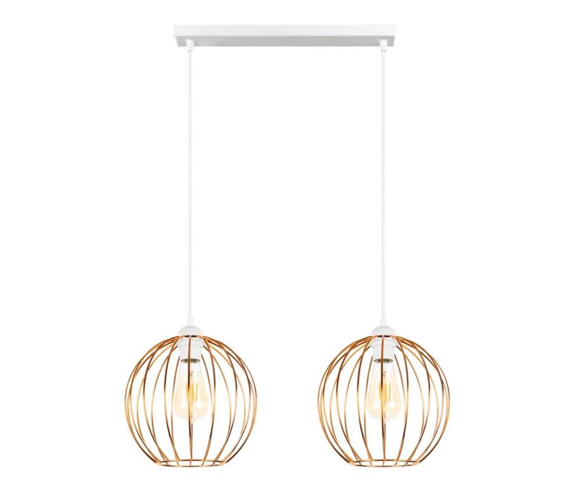 Lustr na lanku MATT 2xE27/60W/230V bílá/měděná