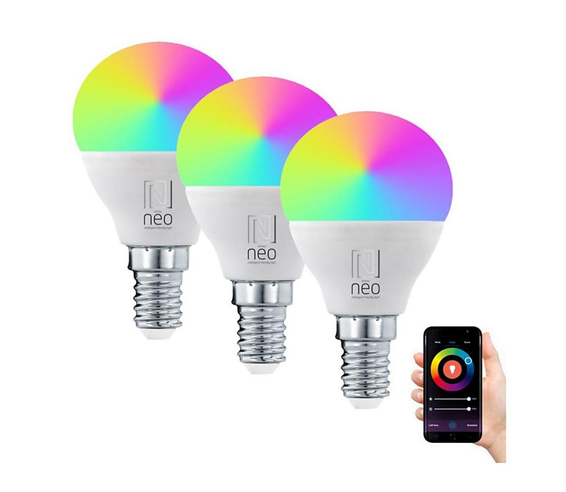 NEO LITE SMART sada 3x žárovka LED E14 6W RGB+CCT barevná a bílá, stmívatelná, Wi-Fi, P45, TUYA