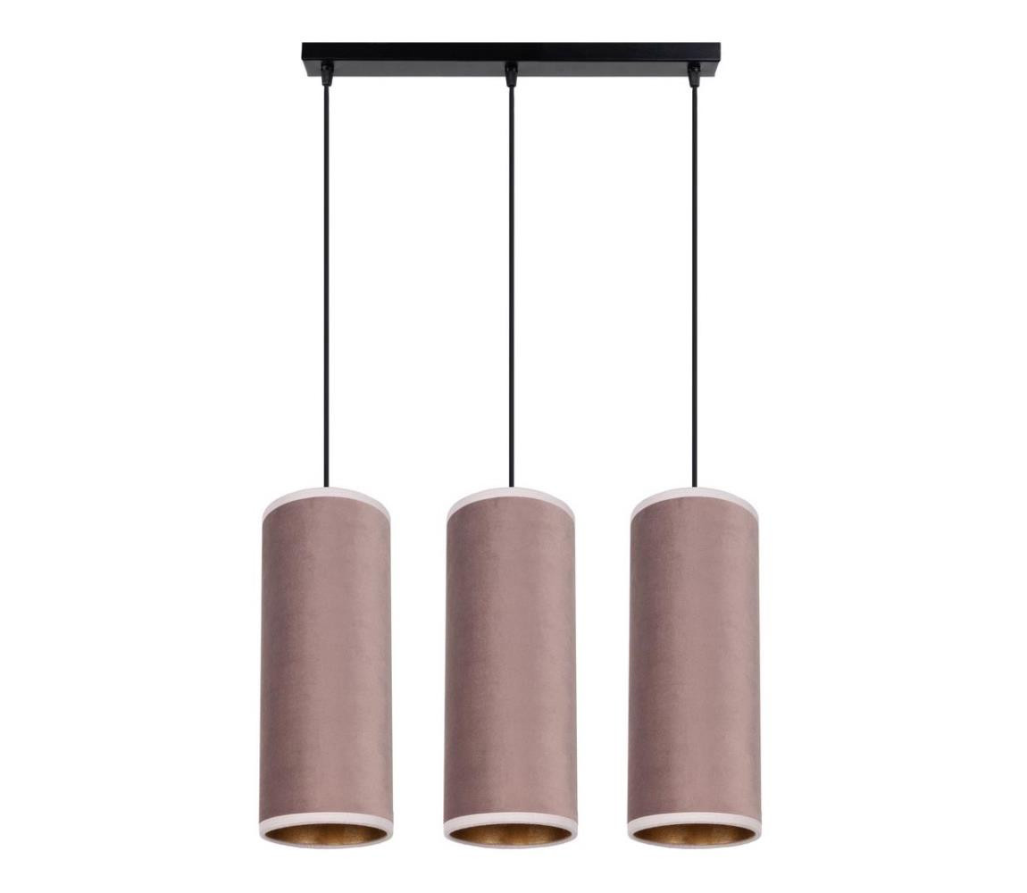 HEXE Lustr na lanku AVALO 3xE27/60W/230V růžová/měděná