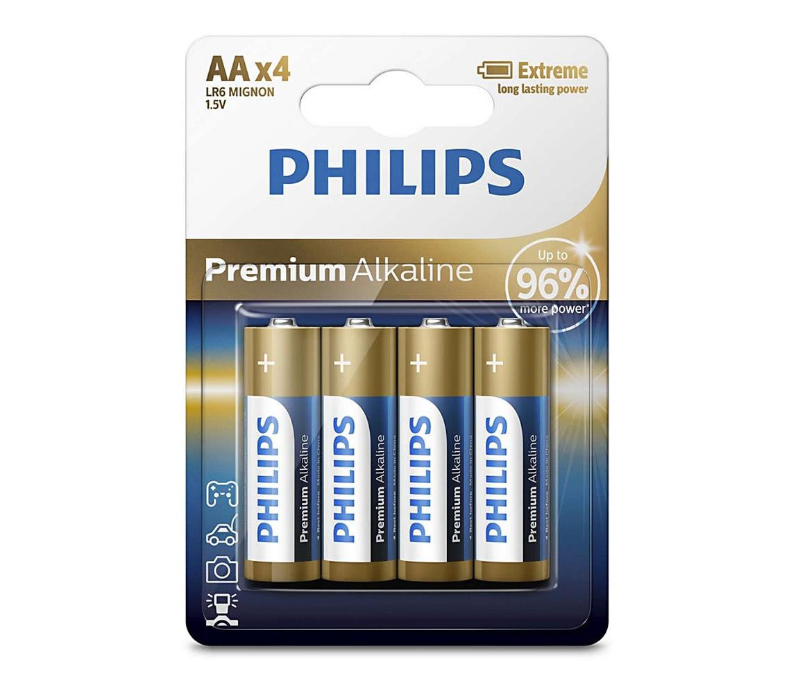 Philips Philips LR6M4B/10 - 4 ks Alkalická baterie AA PREMIUM ALKALINE 1,5V 3200mAh
