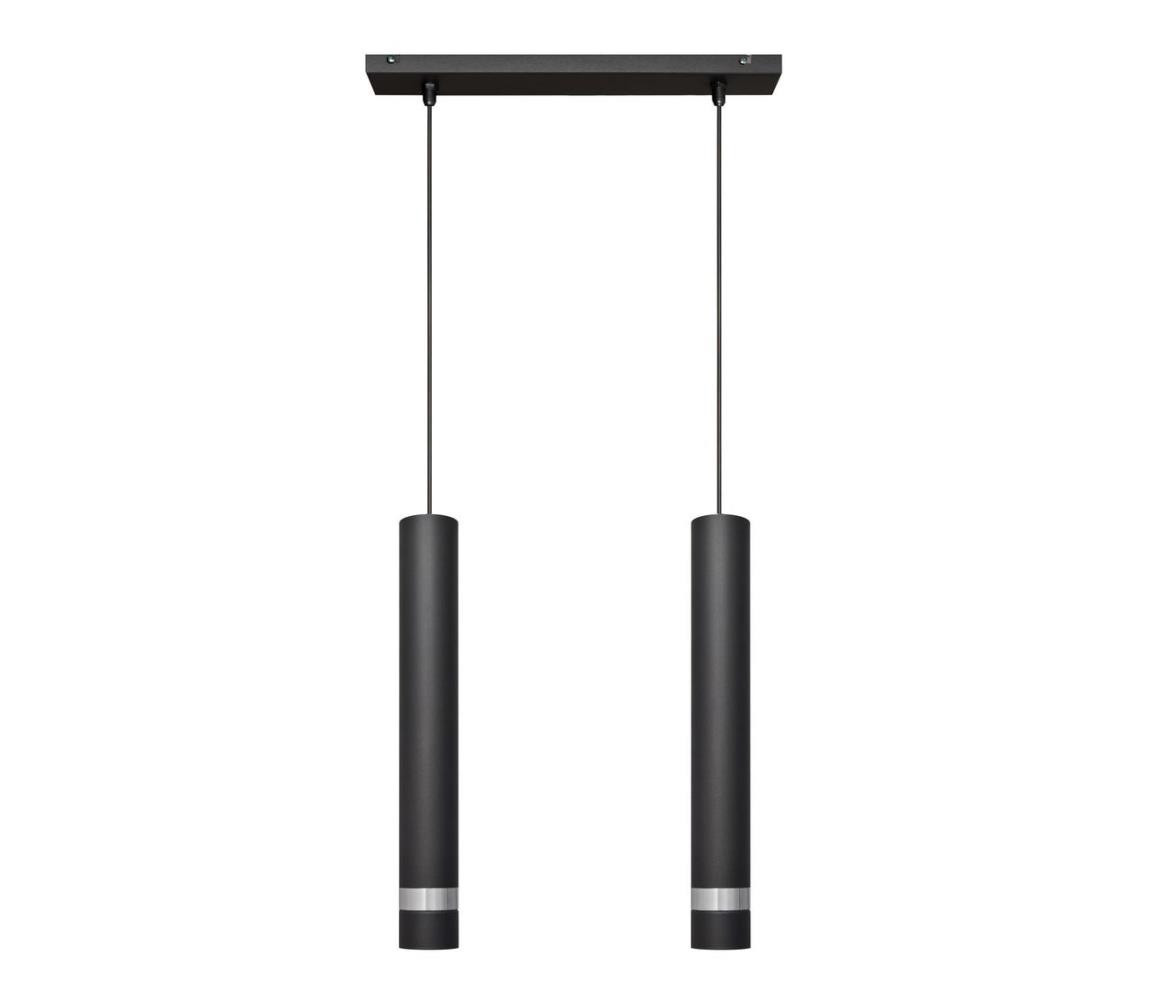 LED Lustr na lanku TUBA 2xGU10/4,8W/230V černá/lesklý chrom