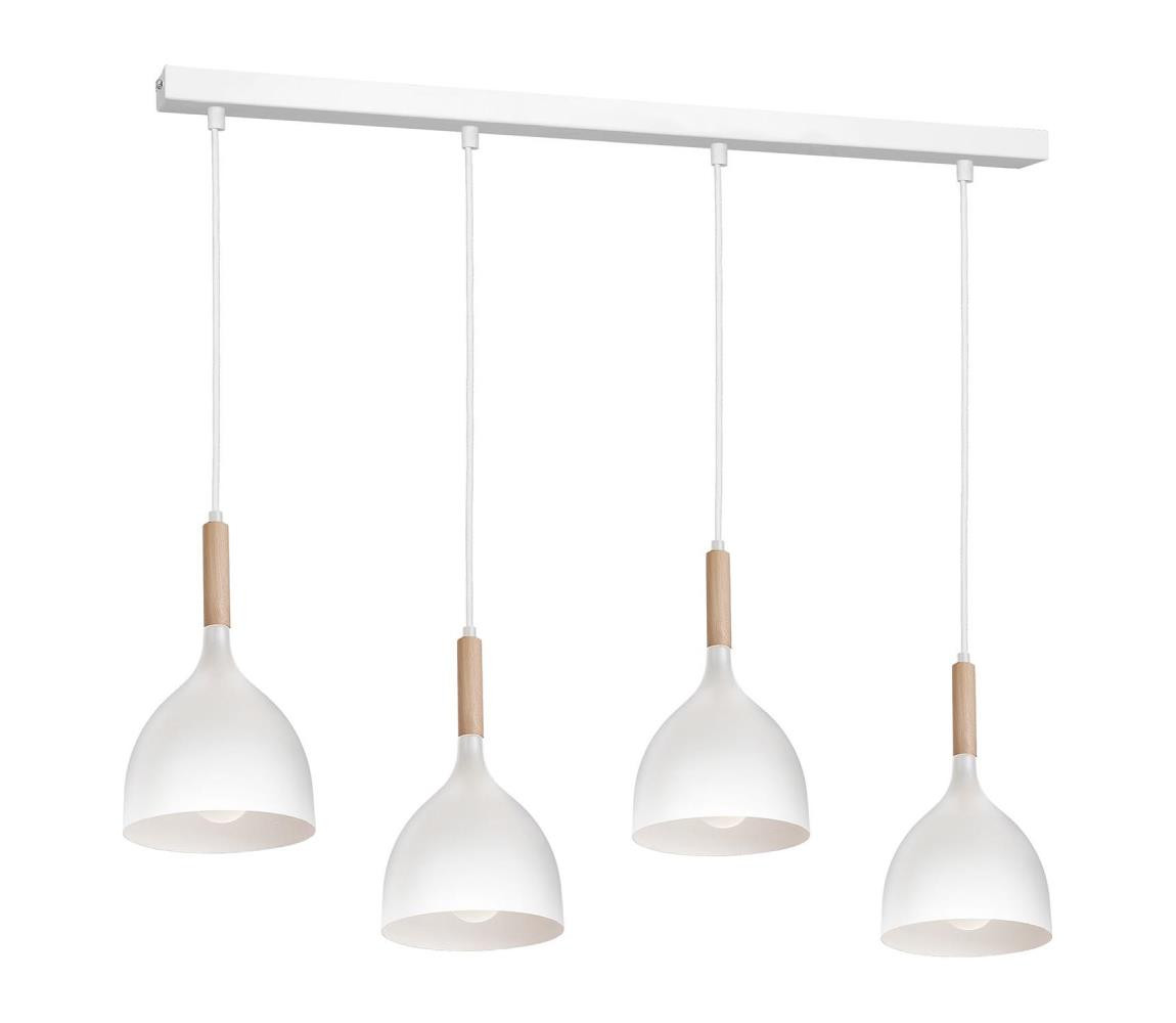 Lustr na lanku NOAK WOOD 4xE27/15W/230V bílá/buk