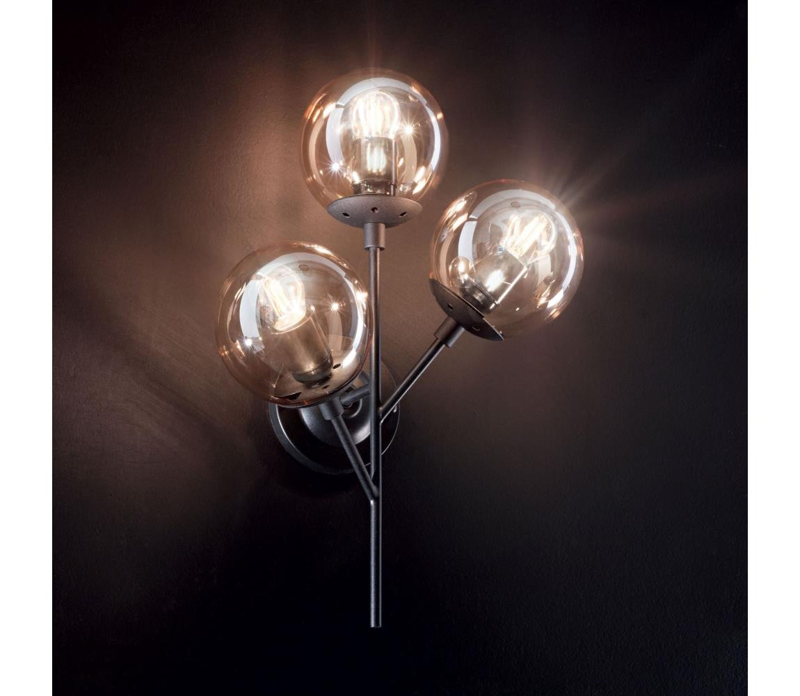 Ideal Lux Ideal Lux - Nástěnná lampa KEPLER 3xE27/42W/230V černá/kouřová