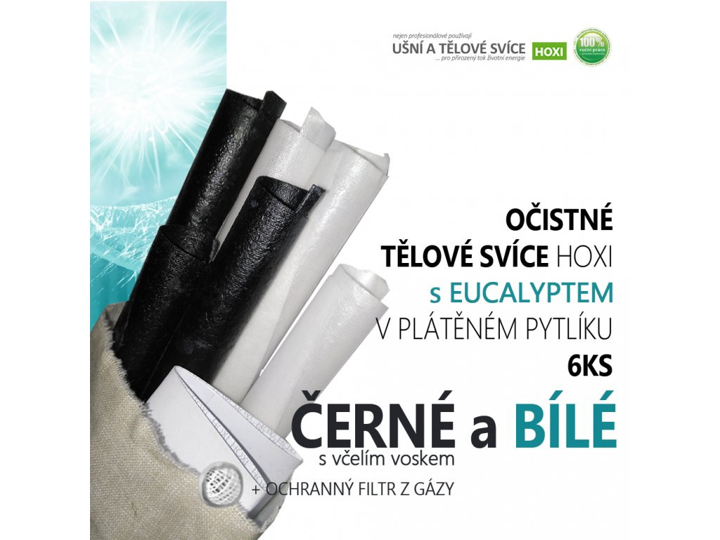 Očistné černé a bílé tělové svíce Hoxi