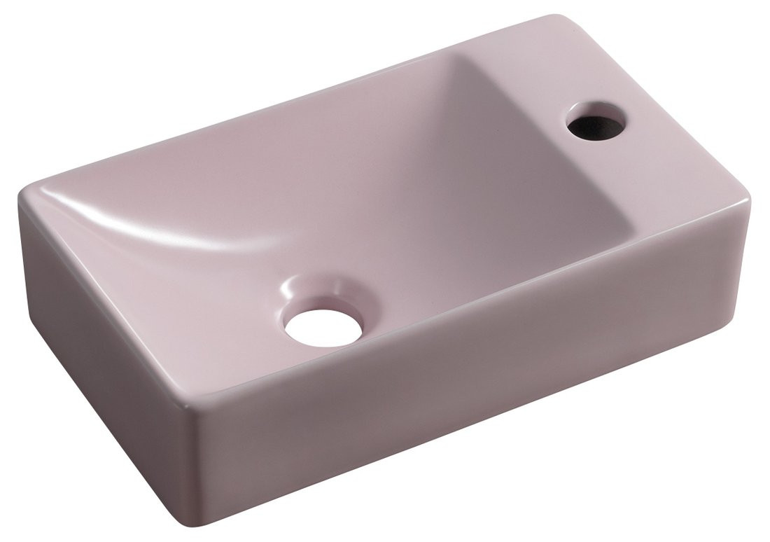 Sapho MARGITHA keramické umývátko 38x22cm, otvor pro baterii vpravo, růžová