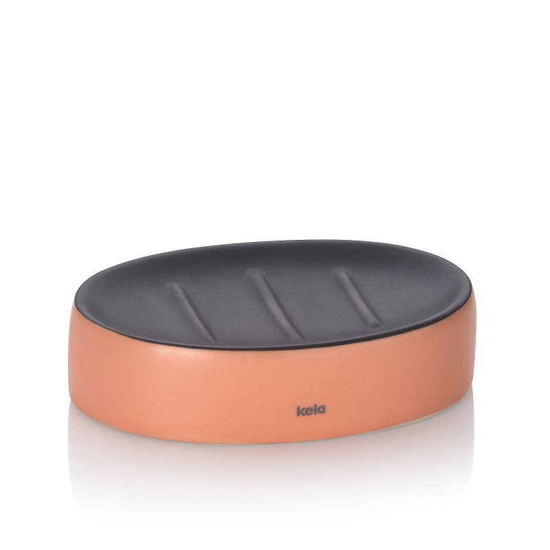 KELA Miska na mýdlo Matsi keramika broskvově růžová 12,5x8,5x3,0cm KL-24085