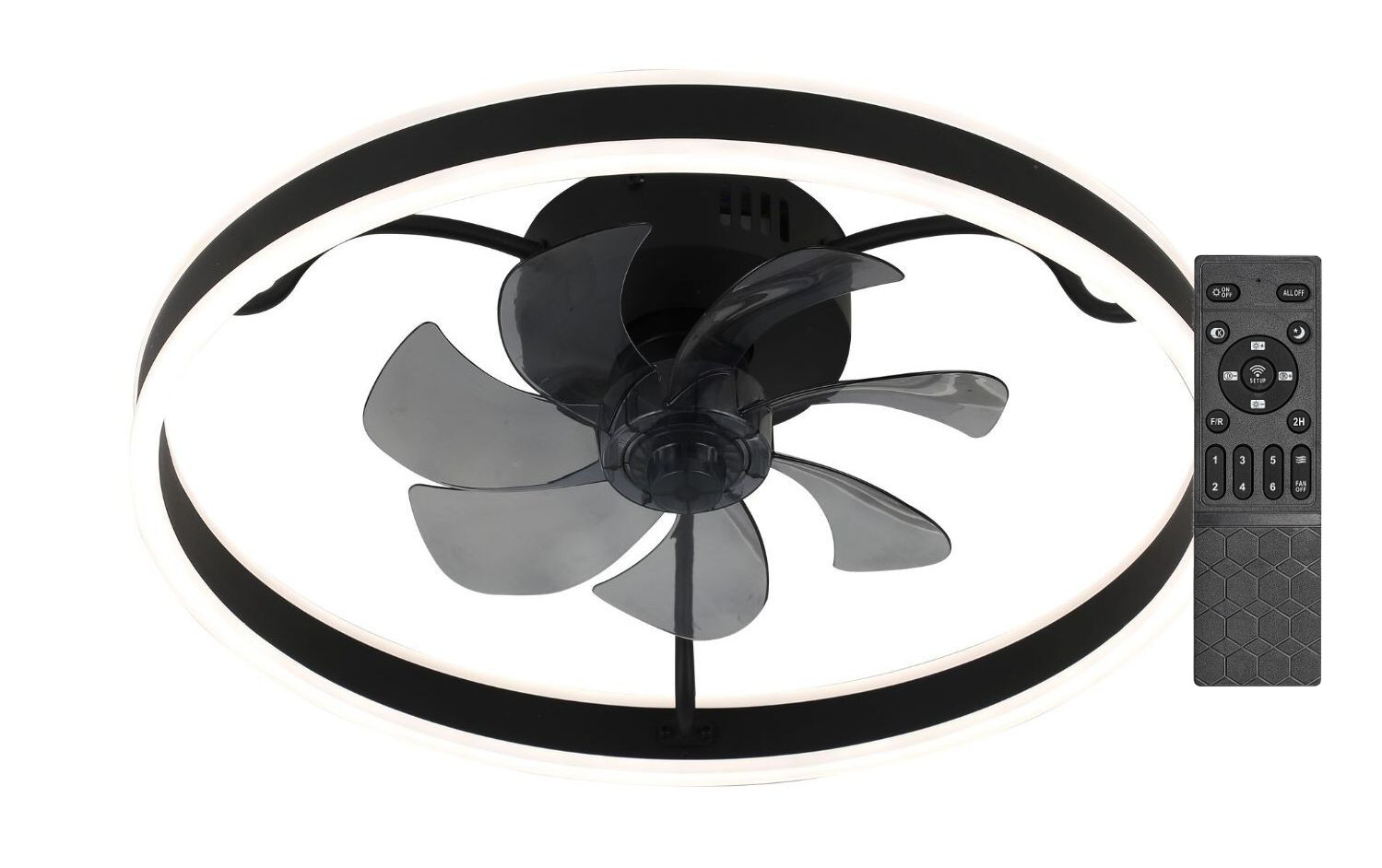 Rabalux SMART WIFI Černé stropní LED svítidlo s ventilátorem Fanfy 500mm 40W CCT s DO 71337