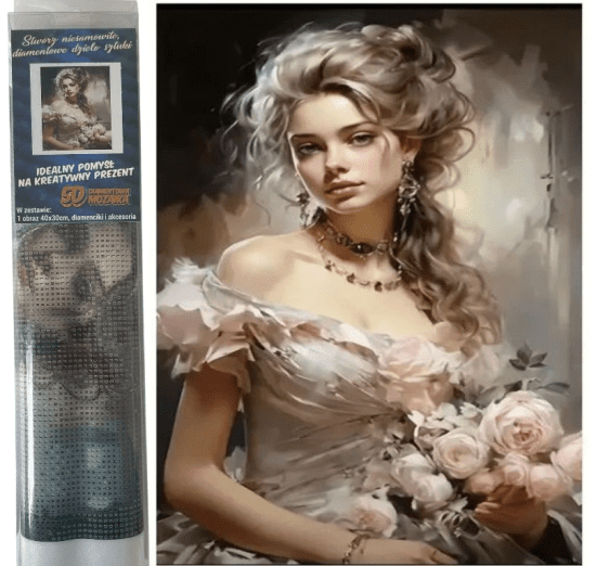 Norimpex Diamantový obrázek - Dívka s růžemi - 30 x 40 cm - 2000316