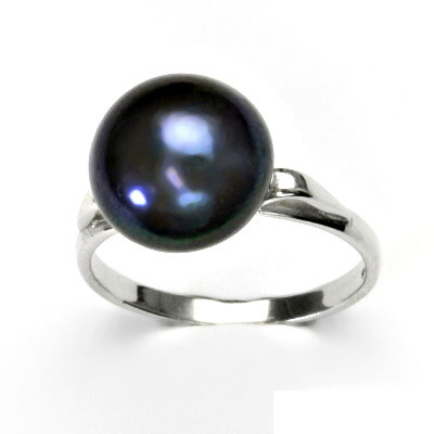 Stříbrný prstýnek, přírodní perla černá 11-12 mm, prsten ze stříbra, T 1510