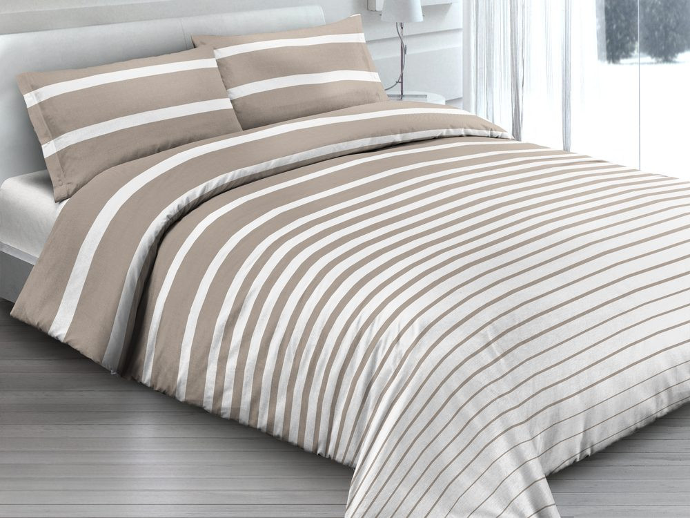 Gipetex Natural Dream Italské povlečení 100% bavlna Rigato beige - 140x200 / 70x90 cm