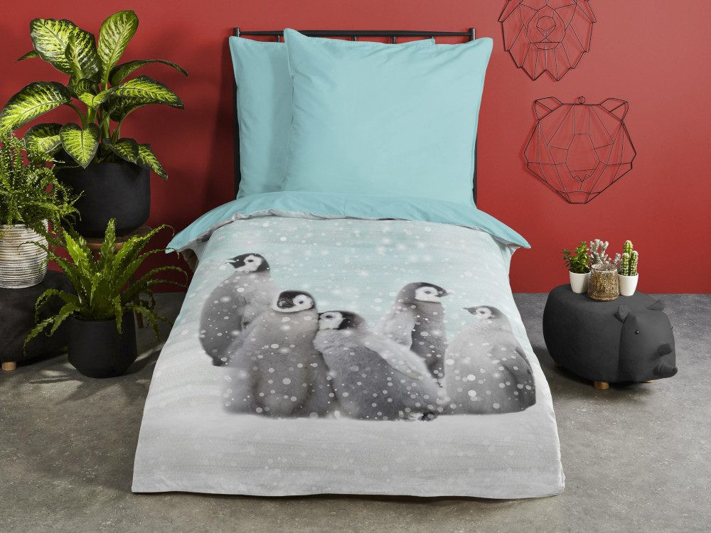 Good Morning Flanelové povlečení Good Morning Pengu 140x200/70x90 cm