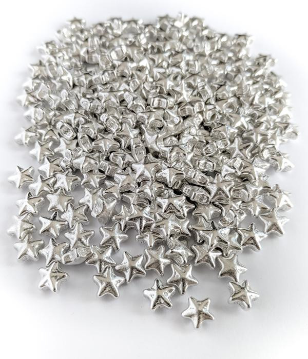 Cukrové zdobení - 3D stříbrné hvězdičky 40g