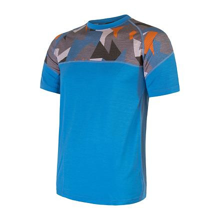 SENSOR MERINO IMPRESS pánské triko kr.rukáv modrá/camo Velikost: M 8592837071398