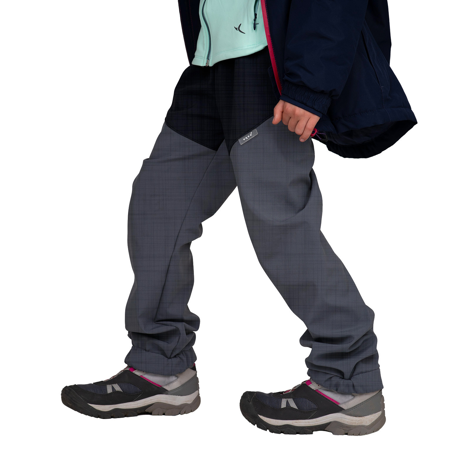 Unuo Unuo, Dětské softshellové oteplovačky se sherpou Light, Šedá Žíhaná, Černá Žíhaná Velikost: 98/104 8596227092277