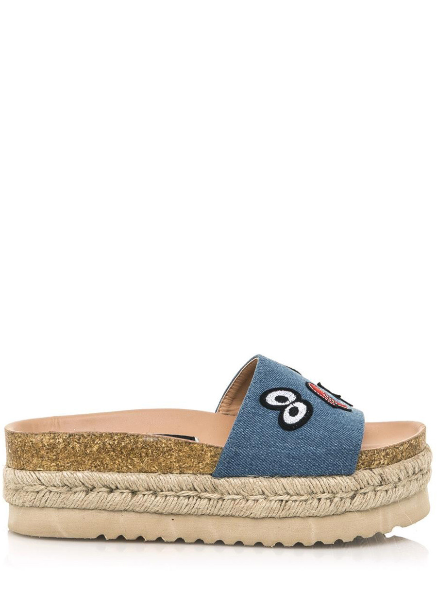 Modré denimové pantofle s espadrilovou podrážkou MTNG Velikost: 41