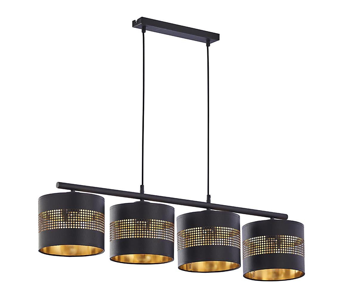 Lustr na lanku TAGO 4xE27/15W/230V černá/zlatá