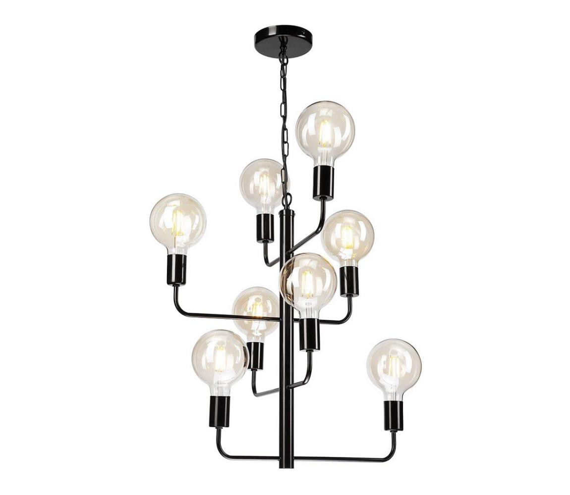 Lustr na řetězu ORLANDO 8xE27/60W/230V černá
