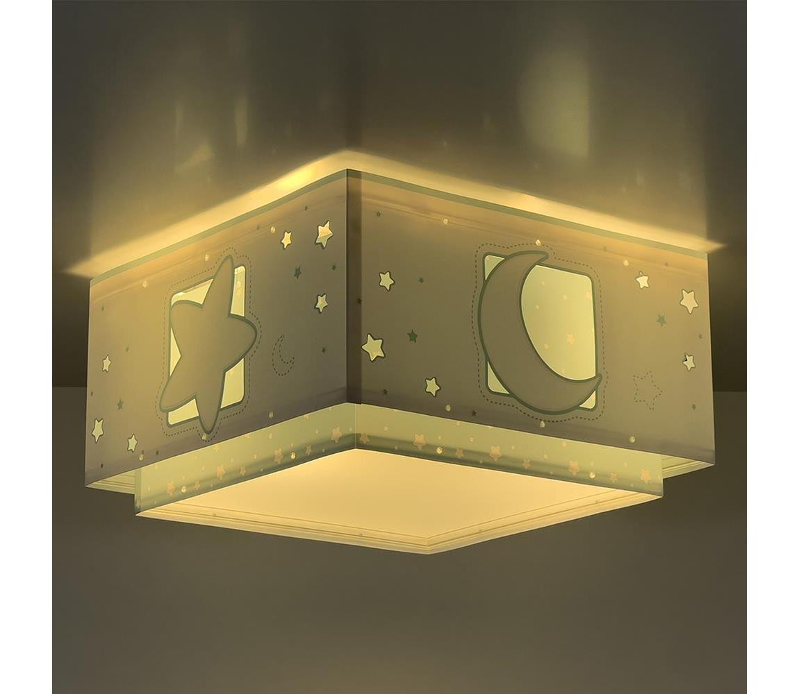 Dalber Dalber 63236H - Dětské stropní svítidlo MOONLIGHT 2xE27/60W/230V zelená