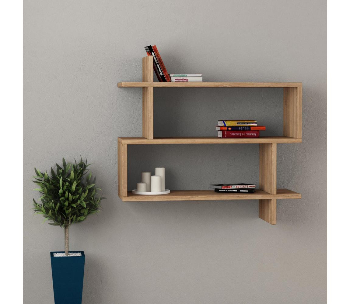 Nástěnná police PARALEL 65,5x70 cm hnědá