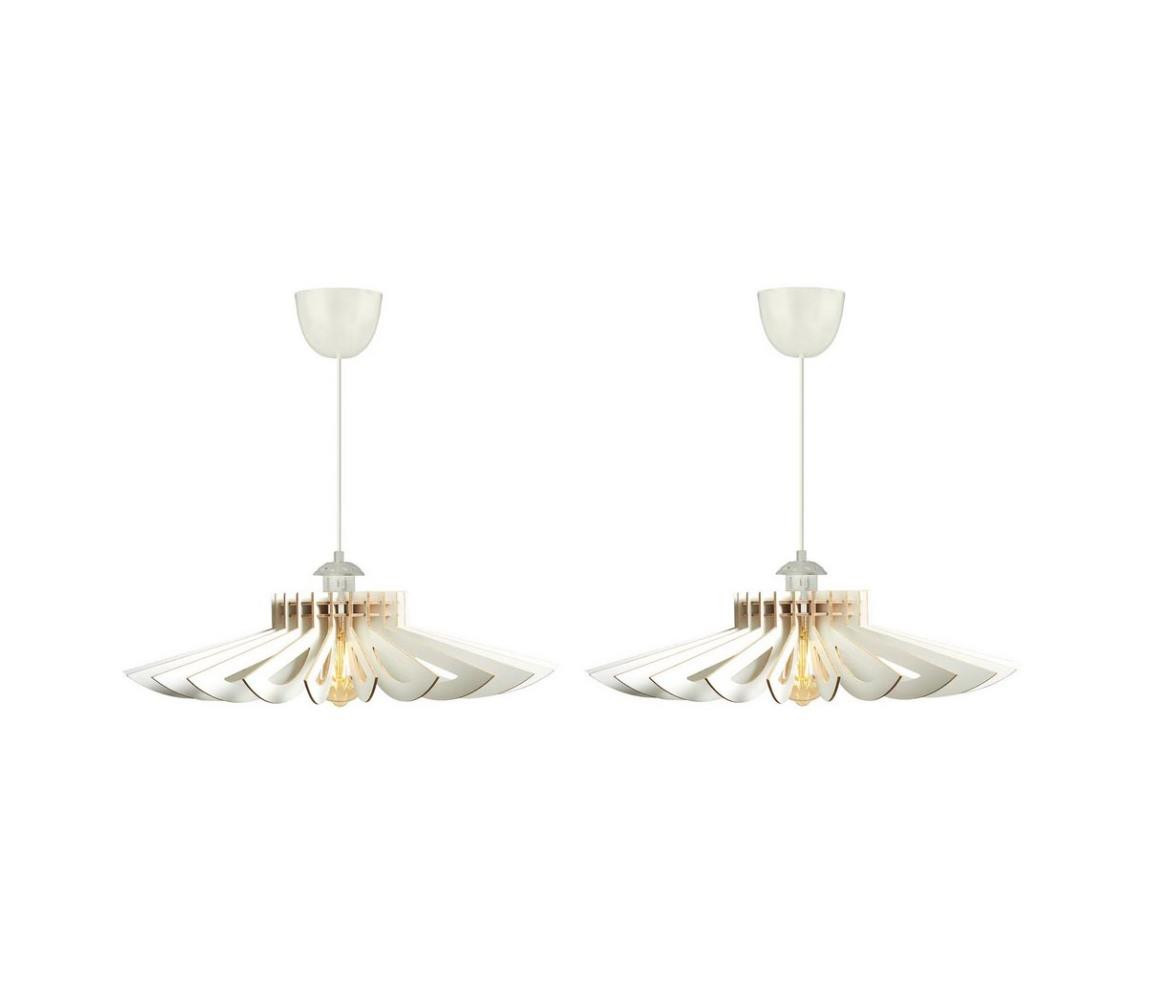 SADA 2x Lustr na lanku 1xE27/60W/230V bílá pr. 52 cm