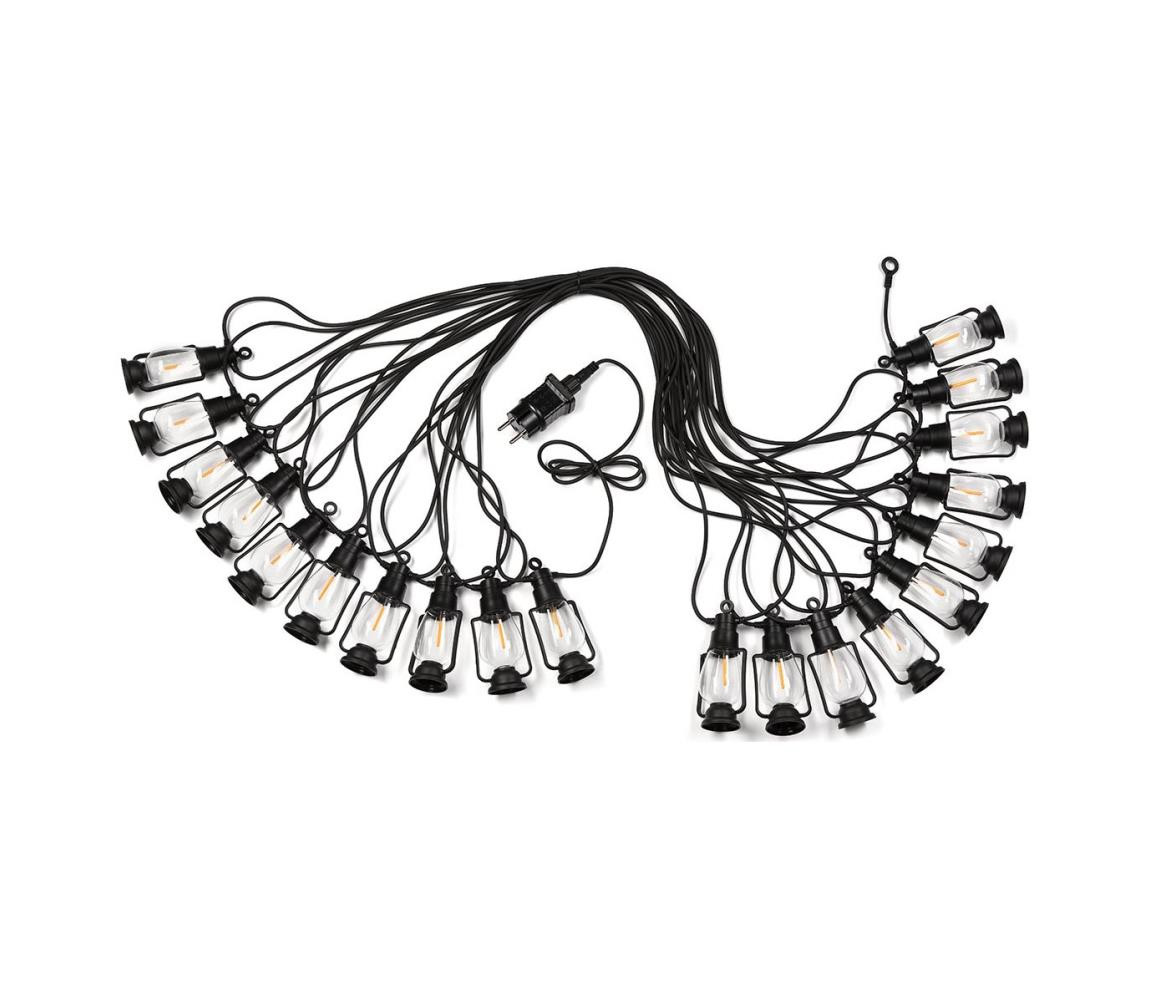 Venkovní dekorační řetěz GIRLANDA 20xLED 20m IP44 teplá bílá