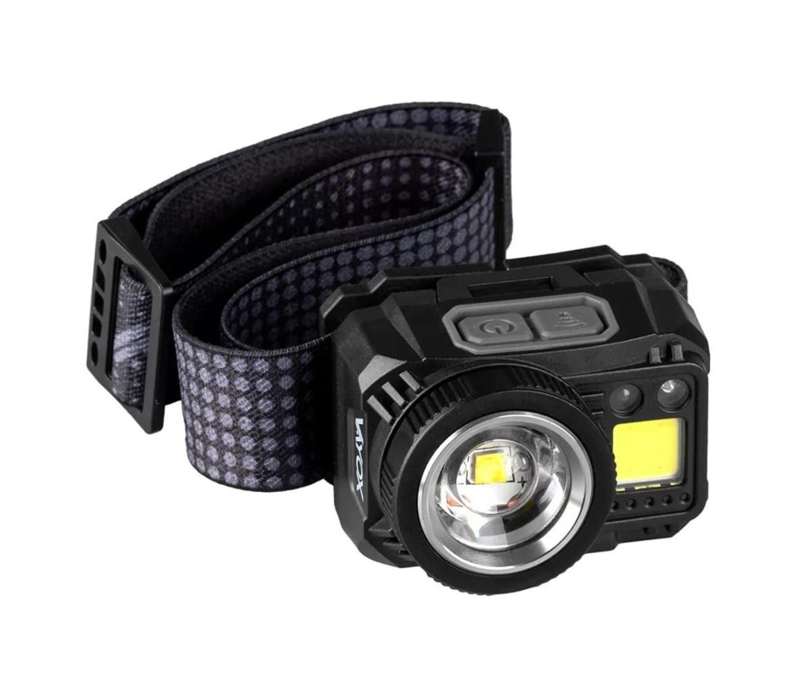 Vayox LED Nabíjecí čelovka se senzorem LED/6W/5V/3xAAA IP44 500 lm 1200 mAh