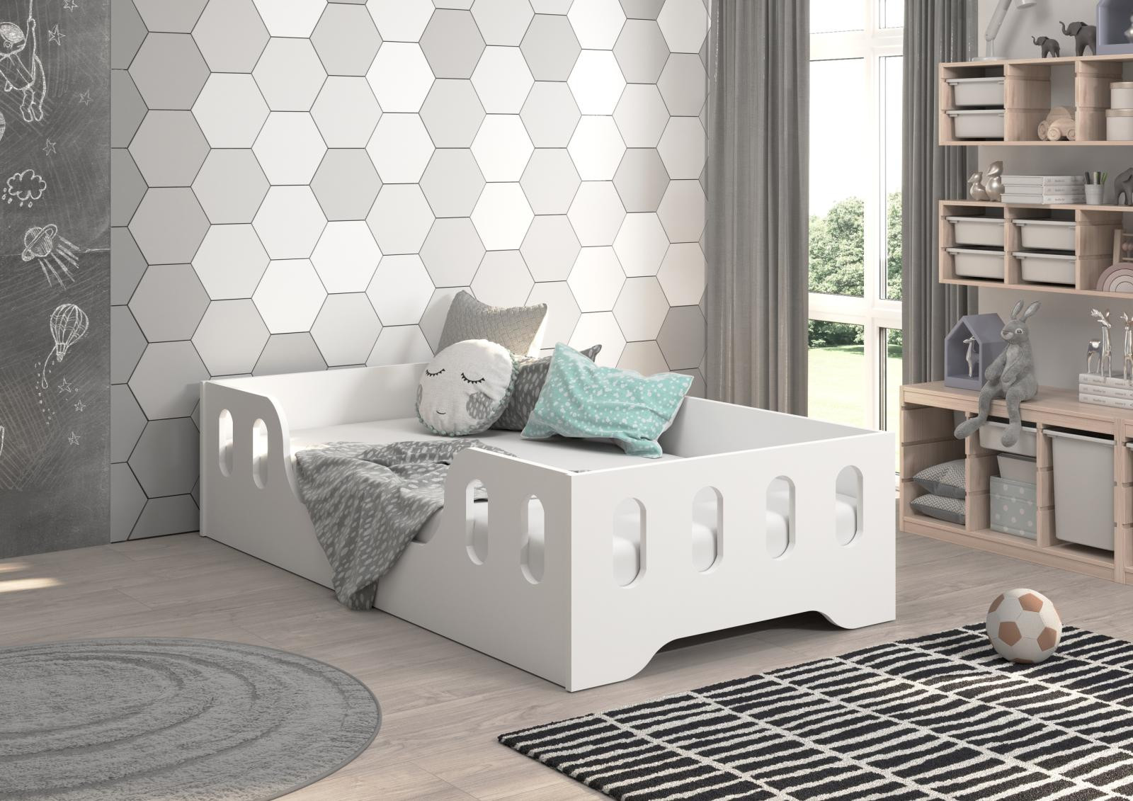 Dětská postel MONTESSORI LAKI 160 x 80 cm, Bílá