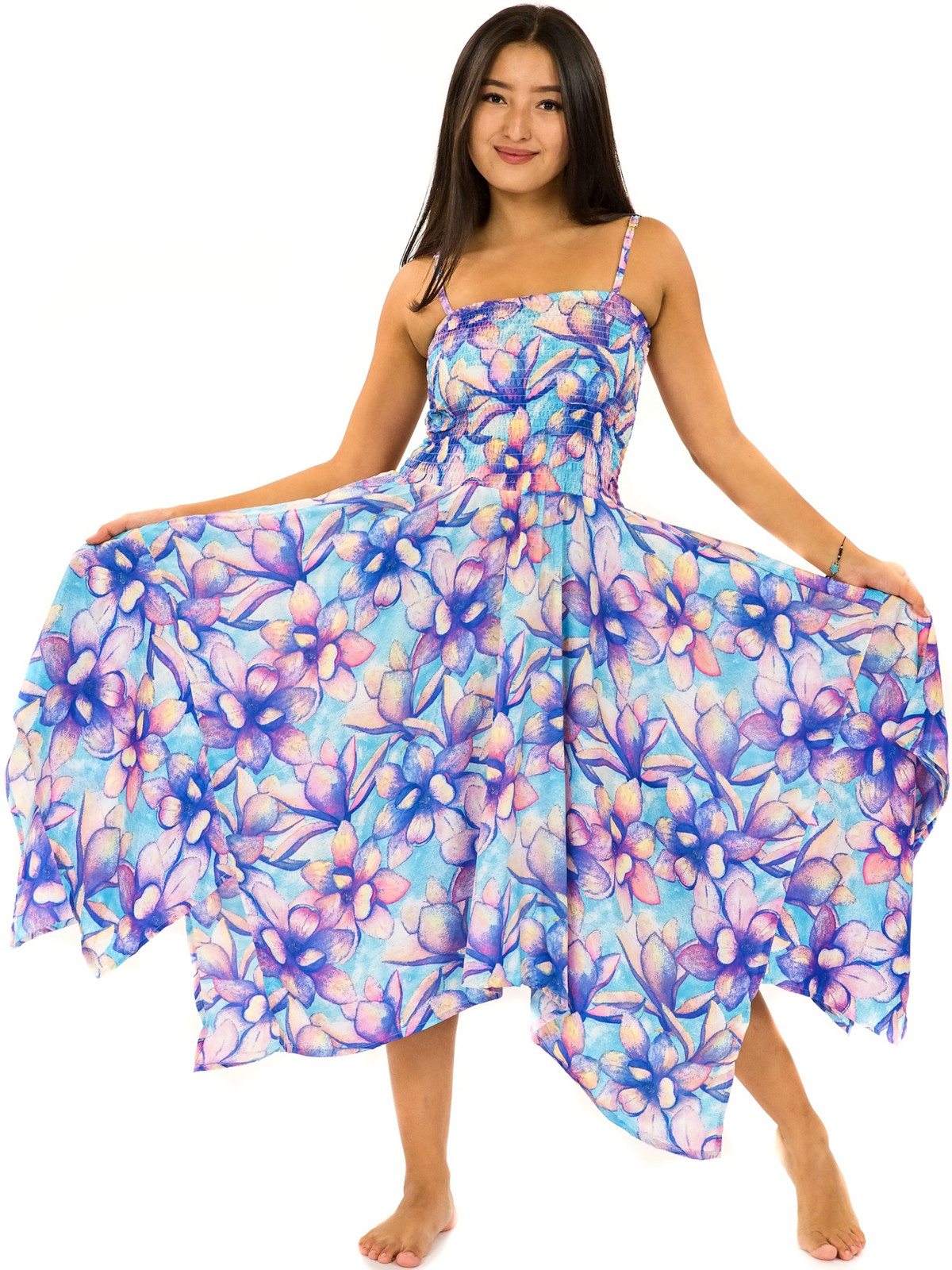 Himalife Šaty-sukně 2v1 Dawa Nala - tyrkysová s fialovou Velikost: S/M