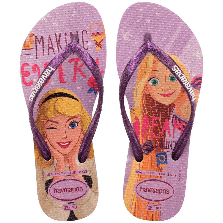 Havaianas dívčí žabky Disney Na vlásku Locika 4123328-0121 Beige Velikost: 29/30