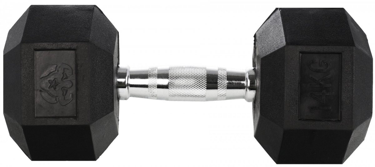 Sharpshape Pogumované hexagonové jednoruční činky Hmotnost: 14 kg