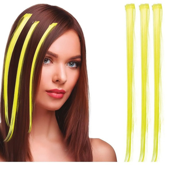 Příčesek do vlasů žlutý 50 cm 3 ks