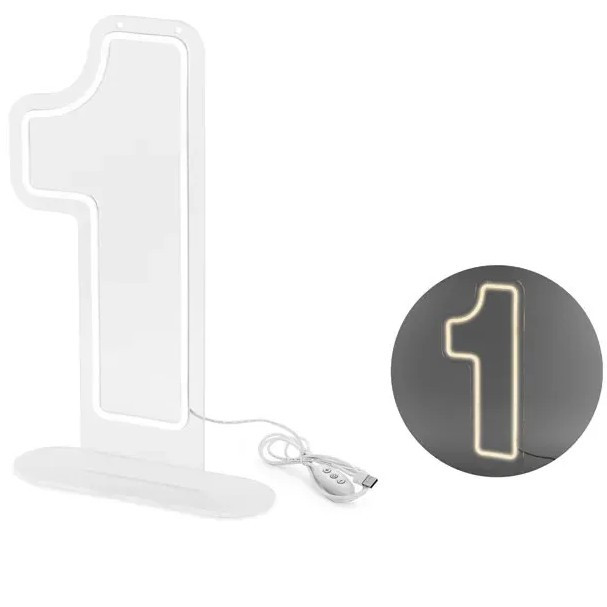 Neonové LED číslo '1', bílé, 50 cm