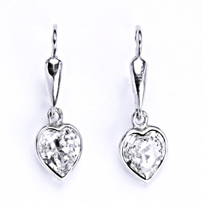 Stříbrné náušnice se Swarovski čirým krystalem,srdce,náušnice ze stříbra NK 1396/20