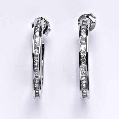 Stříbrné náušnice s čirými zirkony,náušničky ze stříbra,váha 6,59 g