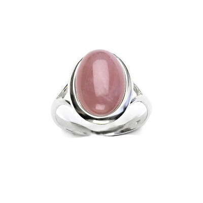 Stříbrný prsten, přírodní růženín malinový, 14 x 10 mm, T 1454