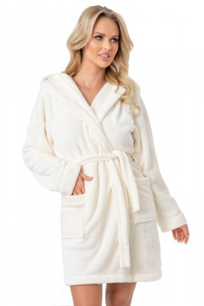 Zimowy szlafrok damski - 101 ecru M/L